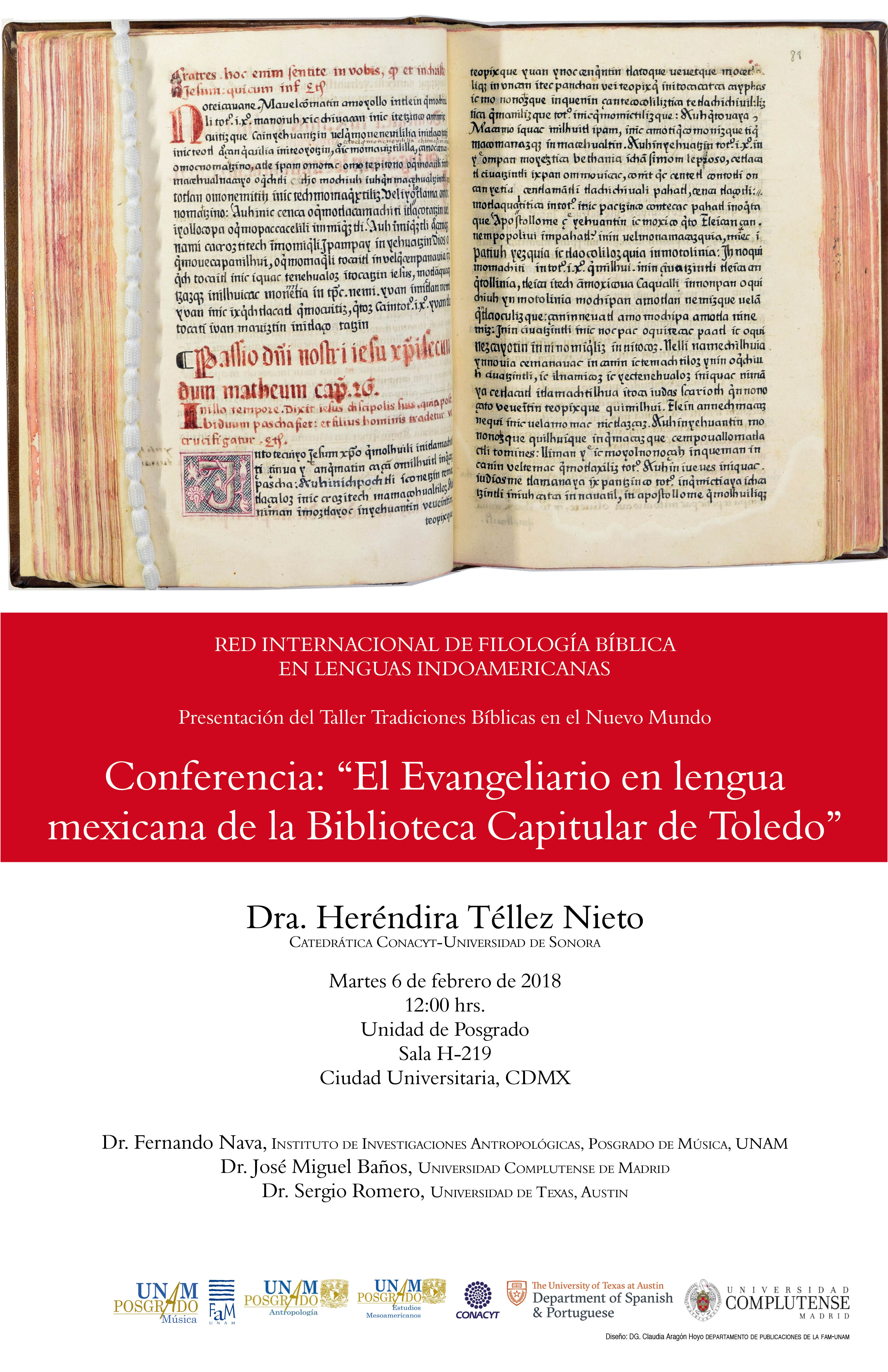 Invitación a conferencia El Evangeliario en lengua mexicana de la